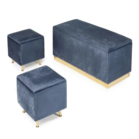 OUTLET ALISON CORK VELVET NESTABLE STORAGE OTTOMAN - COLLECTION ONLY