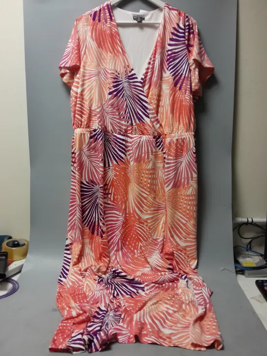 NINA LEONARD FLORAL DRESS IN ORANGE MULTI - 4XL