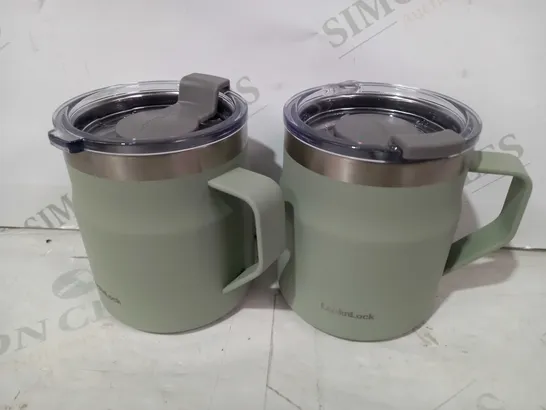 LOCK & LOCK SET OF INSULATED STAINLESS STEEL MUGS - PALE GREEN