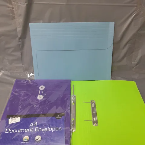 APPROXIMATELY 50 DOCUMENT WALLETS AND FILES ASSORTED COLOURS