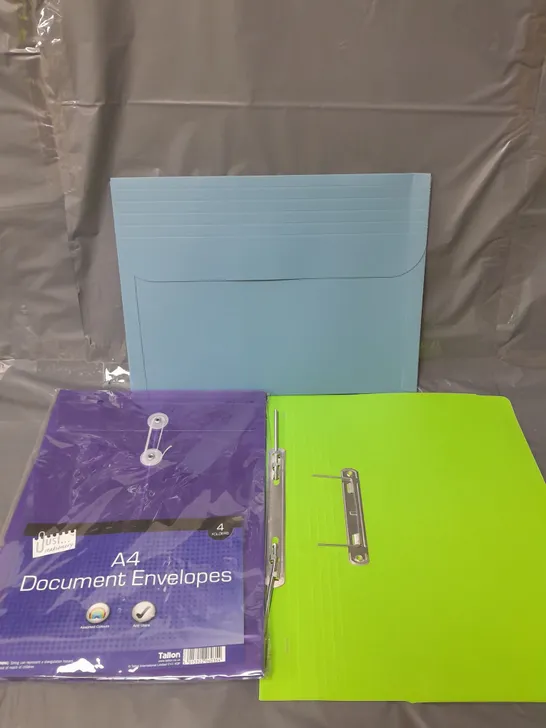 APPROXIMATELY 50 DOCUMENT WALLETS AND FILES ASSORTED COLOURS