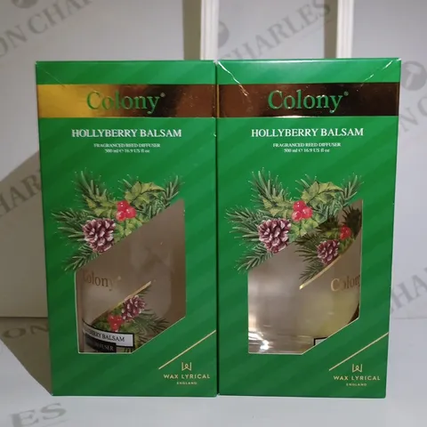 LOT OF 2 X 500ML WAX LYRICAL COLONY REED DIFFUSERS - HOLLYBERRY BALSAM 