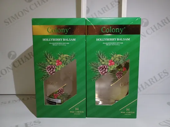 LOT OF 2 X 500ML WAX LYRICAL COLONY REED DIFFUSERS - HOLLYBERRY BALSAM 