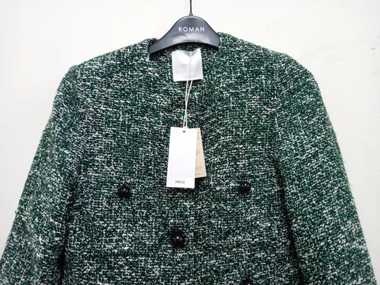 MNG KNIT EFFECT CARDIGAN IN GREEN/WHITE/BLACK/ SMALL