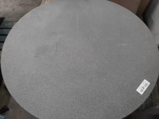 CIRCULAR COVERED GLASS TOPPED TABLE ON BLACK BASE