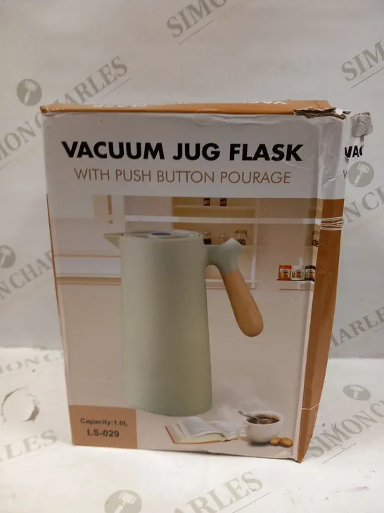 BOXED VACUUM JUG FLASK WITH PUSH BUTTON POURAGE CAPACITY 1.0L LS-029