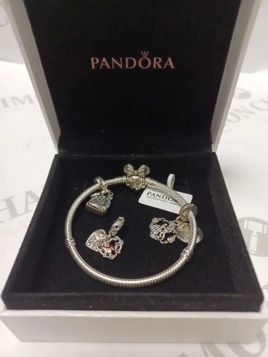 PANDORA SILVER BRACELET WITH CHARMS 