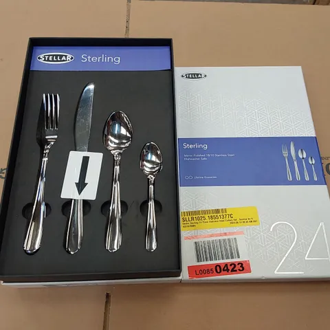 BOXED STELLAR STERLING 24 PIECE STAINLESS STEEL CUTLERY SET - SERVICE FOR 8 (1 BOX)