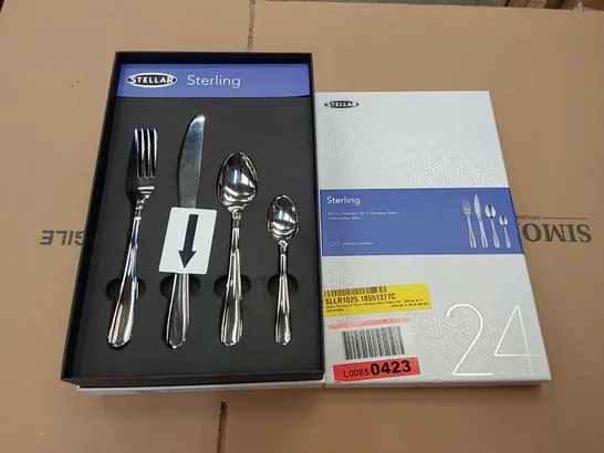 BOXED STELLAR STERLING 24 PIECE STAINLESS STEEL CUTLERY SET - SERVICE FOR 8 (1 BOX)