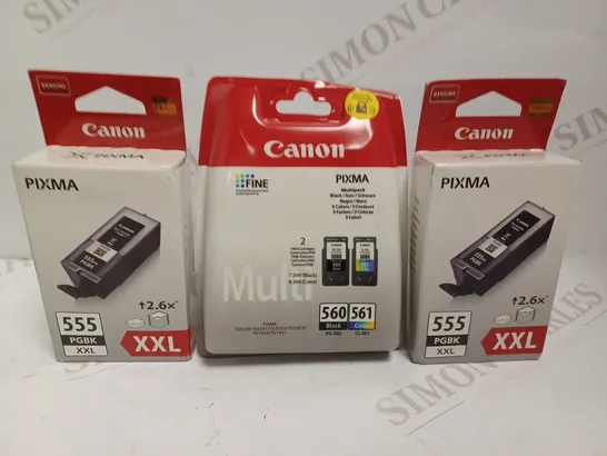 ASSORTMENT OF CANON PRINTER INK CARTRIDGES TO INCLUDE 555, 560, 561