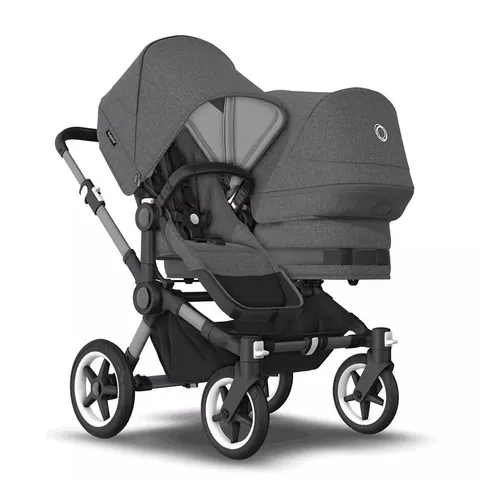 BOXED BUGABOO DONKEY 5 DUO COMPLETE PUSHCHAIR - GRAPHITE/GREY/MELANGE (2 BOXES)