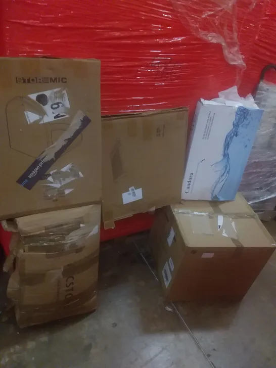 PALLET OF ASSORTED ITEMS INCLUDING TOILET SEAT, FABRIC WARDROBE, AIR FRYER, 