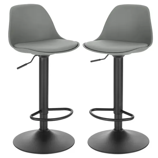 BOXED RIKARD HEIGHT ADJUSTABLE SWIVEL BAR STOOL X 2 COLOUR: GREY