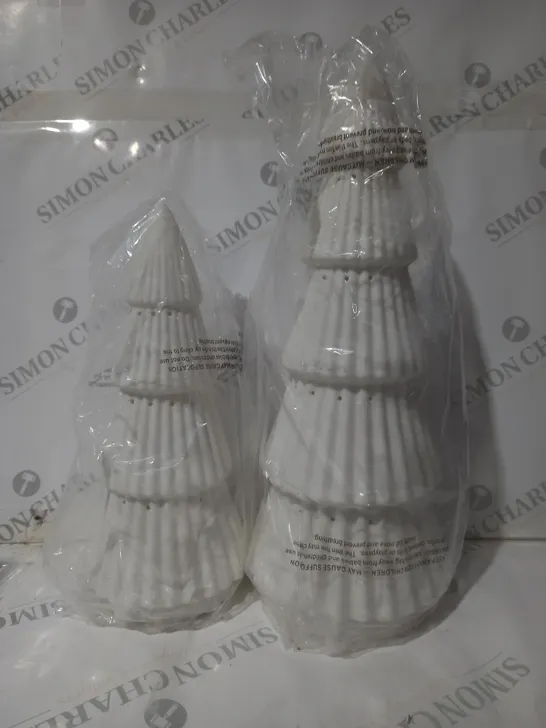 BOXED KELLY HOPPEN SET OF 2 LARGE CERAMIC LIGHT UP ORNAMENTS