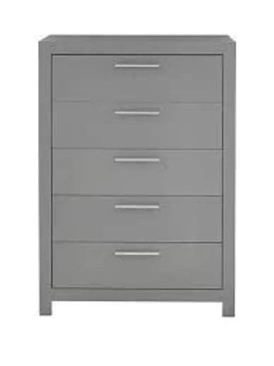 BOXED GRADE 1 RIO 5 DRAWER CHEST GREY (2 BOXES)