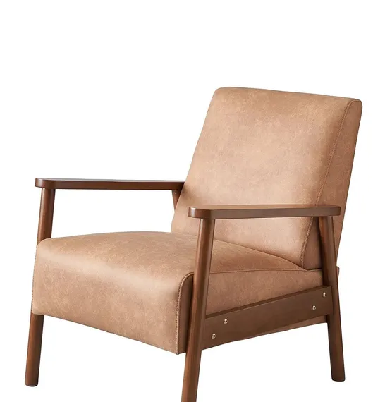 ETHAN FAUX LEATHER ACCENT ARMCHAIR - TAN - COLLECTION ONLY