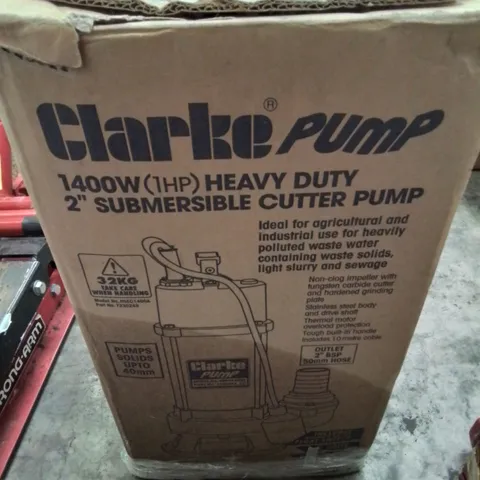 BOXED CLARKE PUMP 1400W (1HP) HEAVY DUTY 2" SUBMERSIBLE CUTTER PUMP