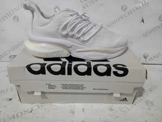 BOXED PAIR OF ADIDAS ALPHABOOST V1 SHOES IN WHITE UK SIZE 8