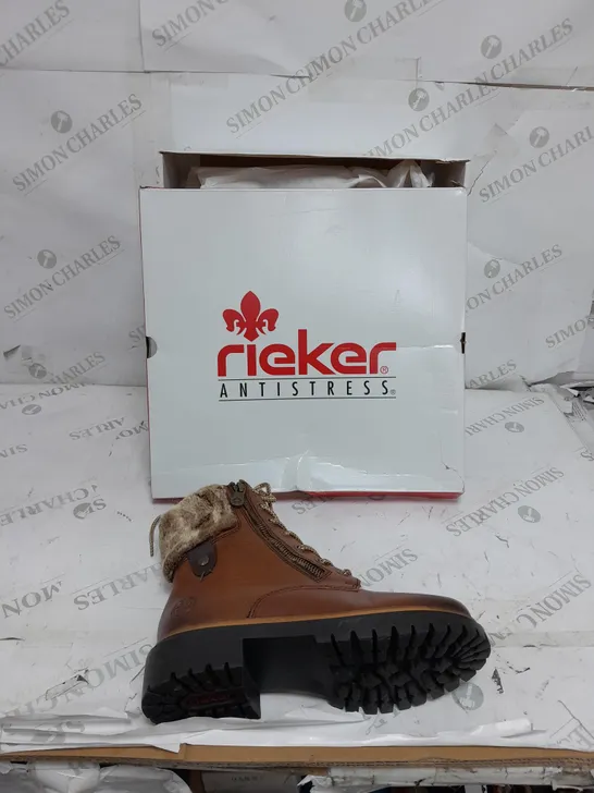 BOXED RIEKER FUR CUFF BOOTS BROWN SIZE 4