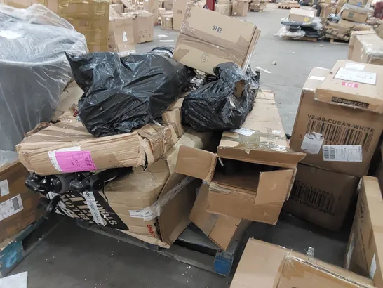 PALLET OF ASSORTED HOUSEHOLD ITEMS AND FURNITURE PARTS