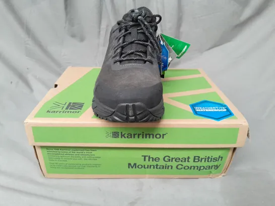 BOXED PAIR OF KARRIMOR HELIUM LOW SHOES IN BLACK UK SIZE 11