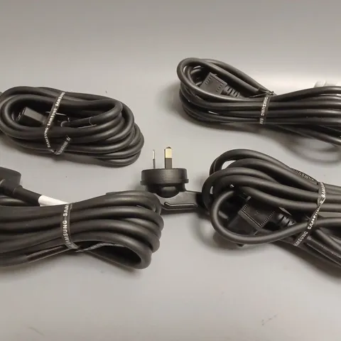 APPROXIMATRLY 20 SAMSUNG POWER CABLES WITH DIFFERENT PLUG HEAD FOR DIFFERENT COUNTRIES INCLUDING 5 CABLES FOR UK