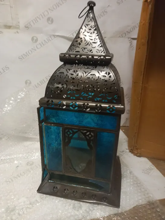 SUZIE BIDLAKE HANDMADE TALL INDIAN BLUE LANTERN