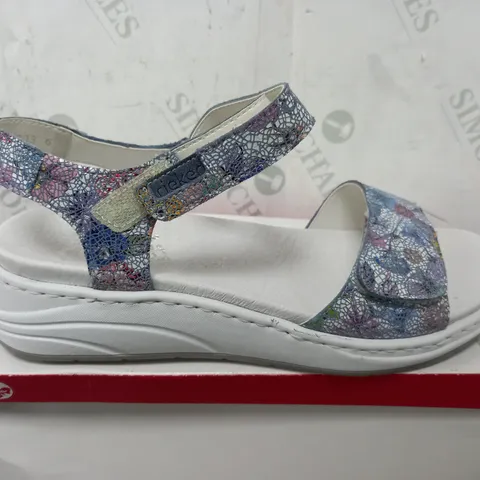 BOXED RIEKER FLORAL DESIGN SANDALS IN WHITE/BLUE MULTI - EU 41