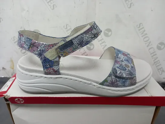 BOXED RIEKER FLORAL DESIGN SANDALS IN WHITE/BLUE MULTI - EU 41