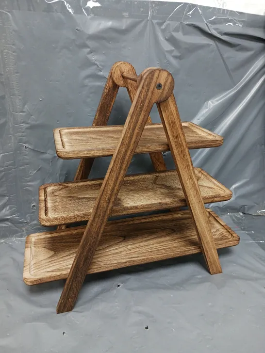 WOODEN TIERED SERVING TRAY