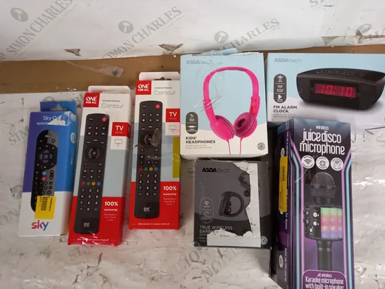 LOT OF 7 TO INCLUDE ASDA TECH HEADPHONES , ALAR CLOCK, ECT.