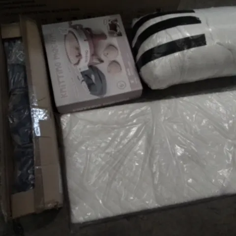 PALLET OF ASSORTED HOUSEHOLD  ITEMS TO INCLUDE CIARRA COOKER HOOD, KNITTING MACHINE AND FOLDING TABLE
