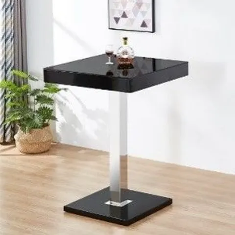 BOXED TOPAZ BLACK HIGH GLOSS BAR TABLE WITH GLASS TOP (2 BOXES)