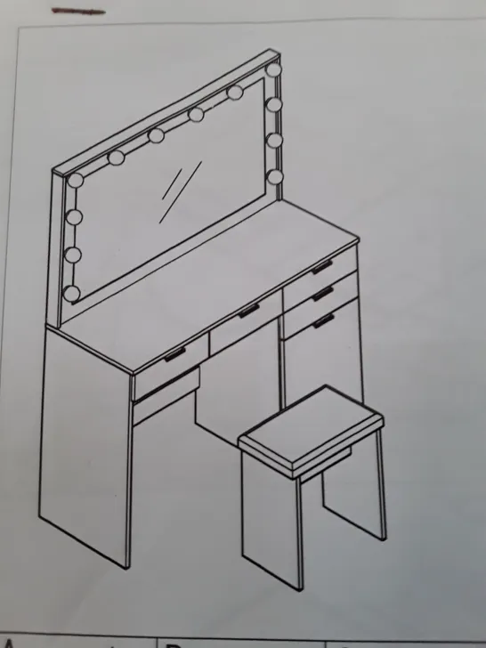 BOXED HOLLYWOOD WHITE DRESSING TABLE SET 4 DRAWERS (ONLY BOX 2 OF 2)