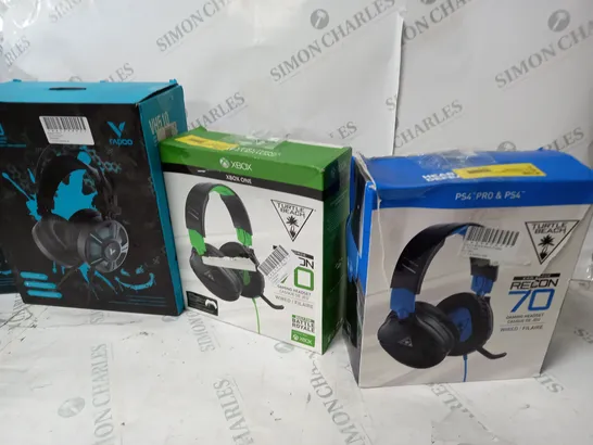 5 BOXED GAMING HEADSETS TO INCLUDE TURTLE BEACH RECON 50P, RAPOO VH510, TURTLE BEACH RECON 70, ETC