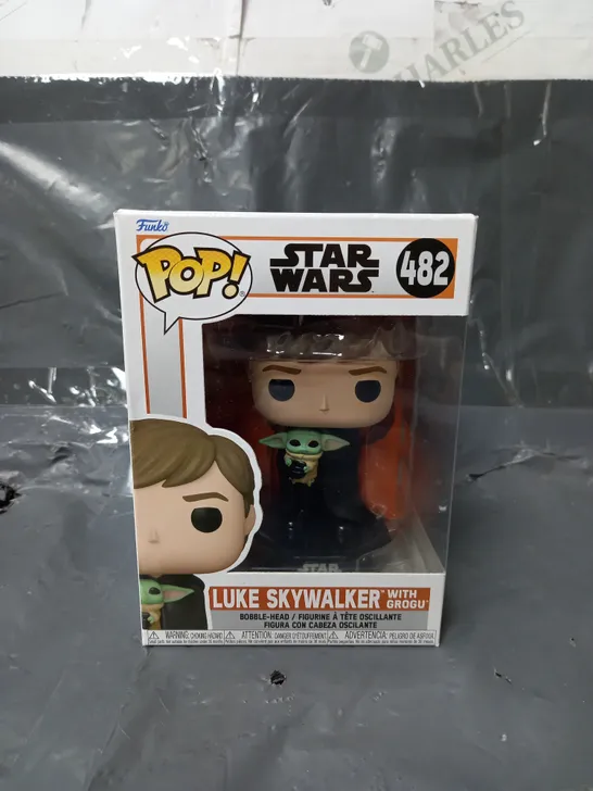 BOXED FUNKO POP! STAR WARS "LUKE SKYWALKER WITH GROGU" BOBBLE-HEAD FIGURE