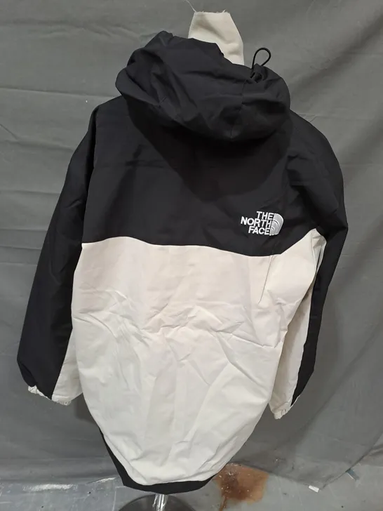 THE NORTH FACE BLACK & CREAM JACKET WITH HOOD - 2XL