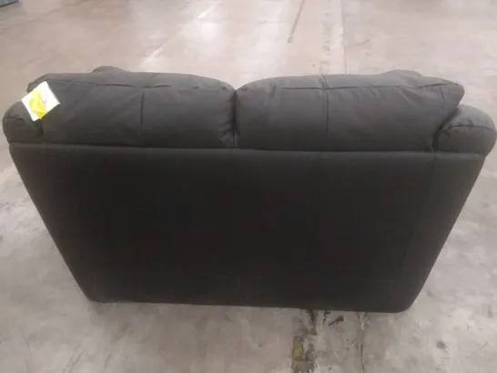 DESIGNER 2 SEATER SOFA BLACK LEATHER