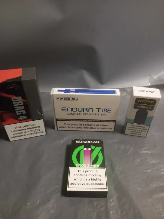 APPROXIMATELY 20 BOXED E-CIGARETTES TO INCLUDE VAPORESSO, VOOPOO, INNOKIN ETC 