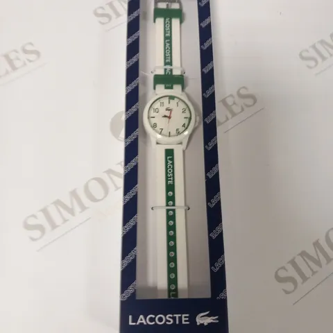 BOXED LACOSTE WHITE DIAL WRIST WATCH