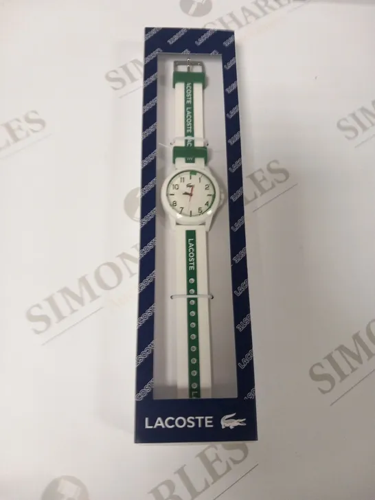 BOXED LACOSTE WHITE DIAL WRIST WATCH