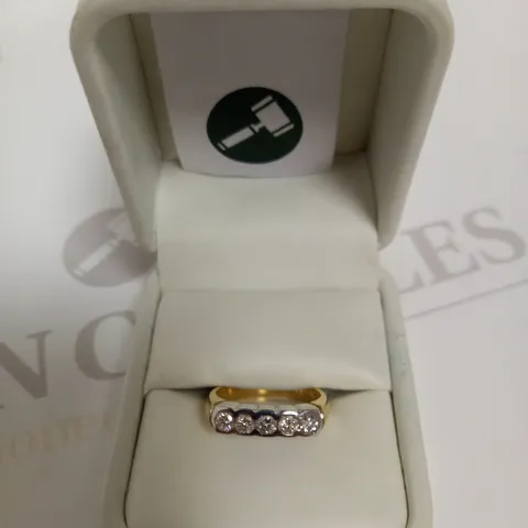 DESIGNER 18CT GOLD FIVE STONE HALF ETERNITY RING SET WITH DIAMONDS WEIGHING +-0.52CT