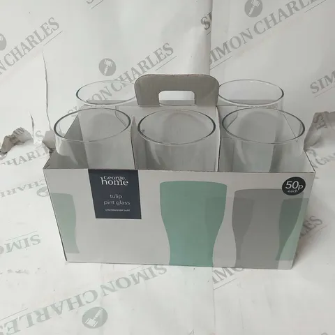 APPROXIMATELY 6 SETS OF 6 BRAND NEW TULIP PINT GLASSES