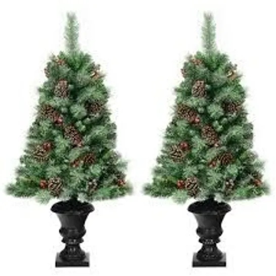 BOXED COSTWAY 4FT SNOW FLOCKED ARTIFICIAL CHRISTMAS TREE WITH RED BERRIES