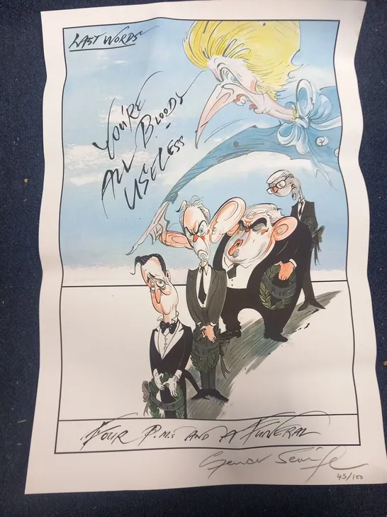 GERALD SCARFE FOUR PMS AND A FUNERAL SIGNED PRINT #45/00