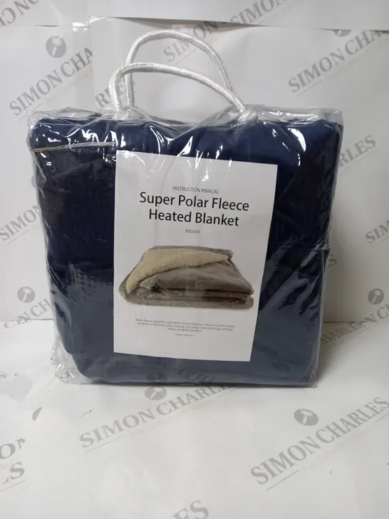 BOXED SUPER POLAR FLEECE 160 X 120CM ELECTRIC BLANKET IN NAVY BLUE 