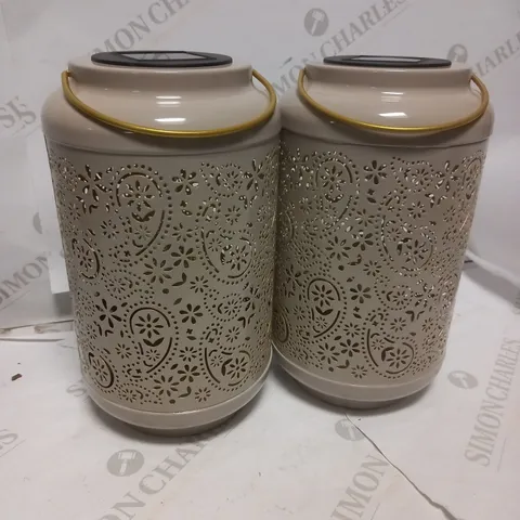 GARDEN REFLECTIONS SET OF 2 PATTERNED SOLAR LANTERNS, PAISLEY