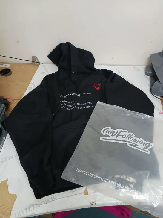 UNFOLLOWING VINDI BLACK HOODIE SIZE XXL