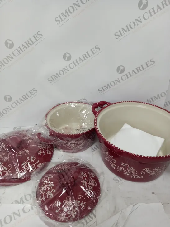 TEMP-TATIONS CERAMIC ROUND CASSEROLE BAKER SET 