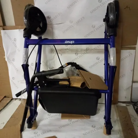 DRIVE R8 BLUE ALUMINIUM ROLLATOR WITH PADDED SEAT AND VINYL UNDERSEAT BAG